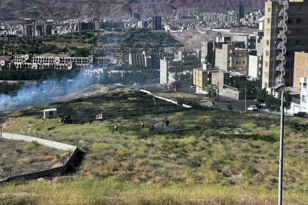 آتش‌سوزی علف‌های هرز در بخشی از اراضی دانشگاه تبریز